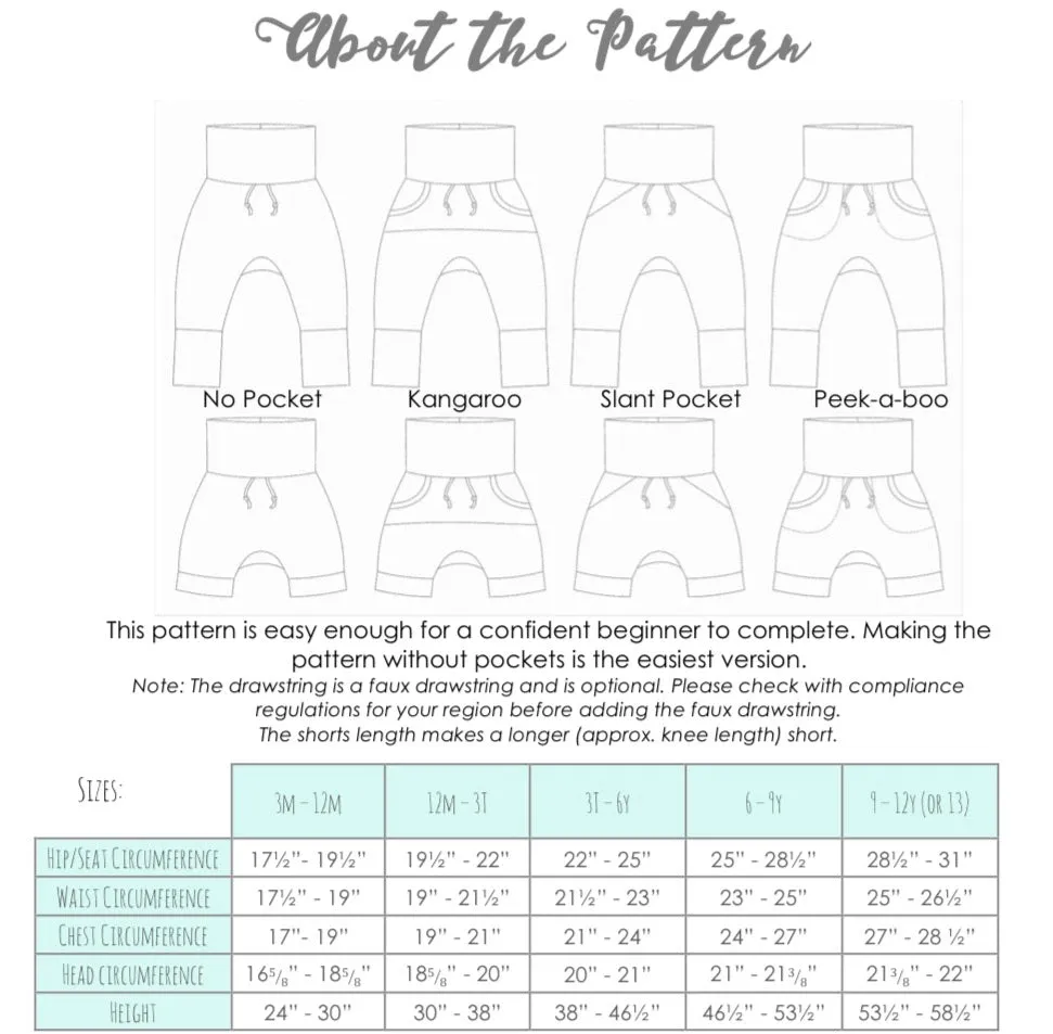 All sizes Bunny Bottoms- Grow with Me Drop Crotch joggers - PDF Apple Tree Sewing Pattern (bonus extended sizes included)
