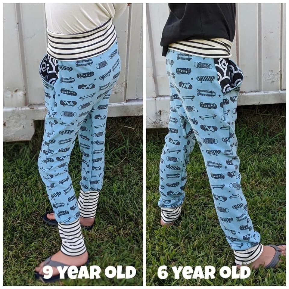 All sizes Bunny Bottoms- Grow with Me Drop Crotch joggers - PDF Apple Tree Sewing Pattern (bonus extended sizes included)