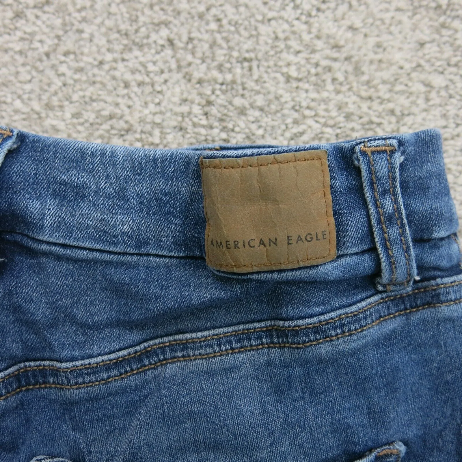 American Eagle Womens Distressed Denim Boyfriend Shorts Mid Rise Blue Size 2