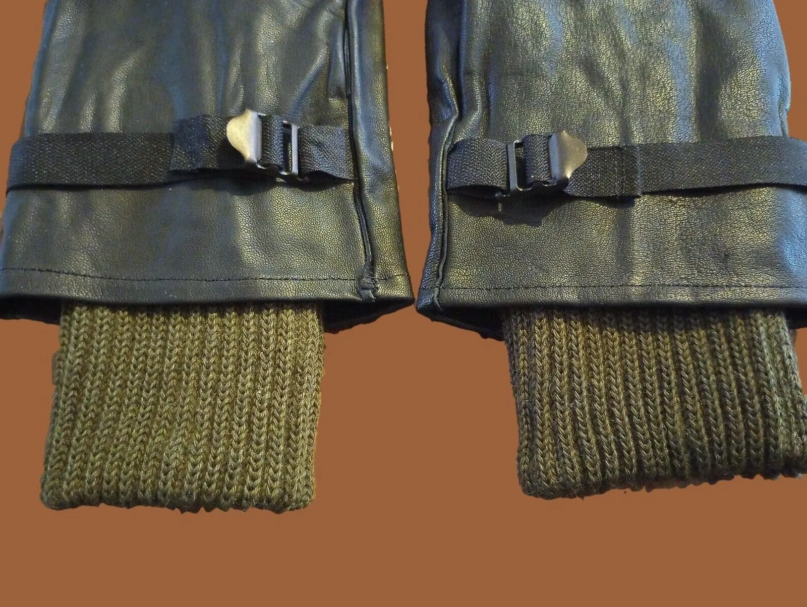 BELGIAN MILITARY D-3A LEATHER GLOVES COLD WET WEATHER WITH LINERS LARGE