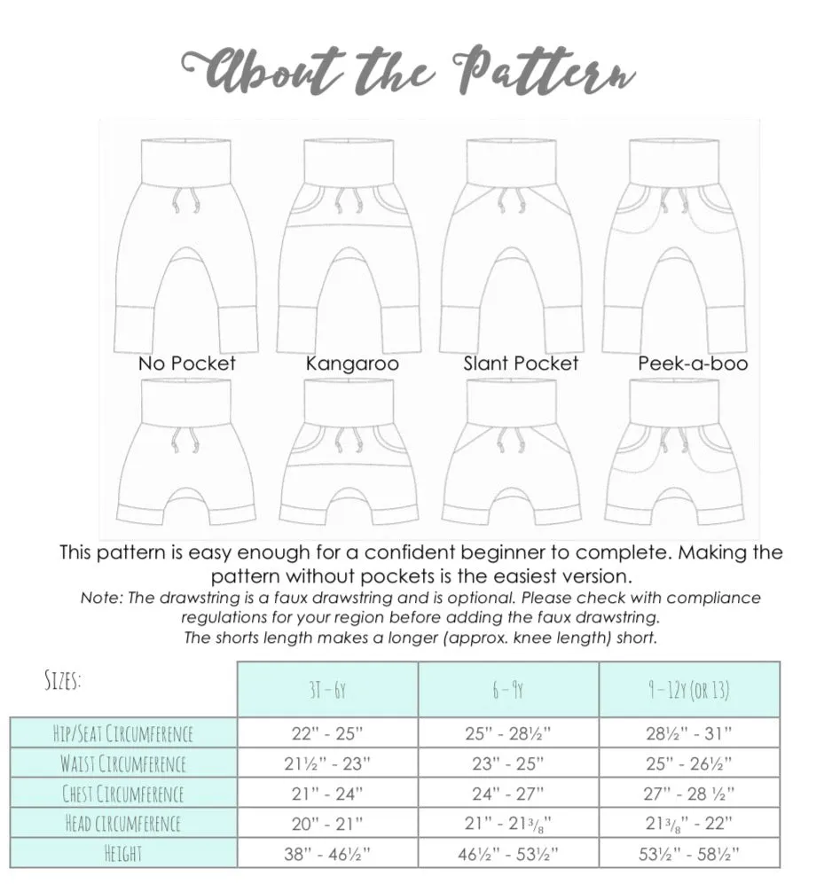 Big Kids Bunny Bottoms- Grow with Me Drop Crotch joggers- PDF Apple Tree Sewing Pattern