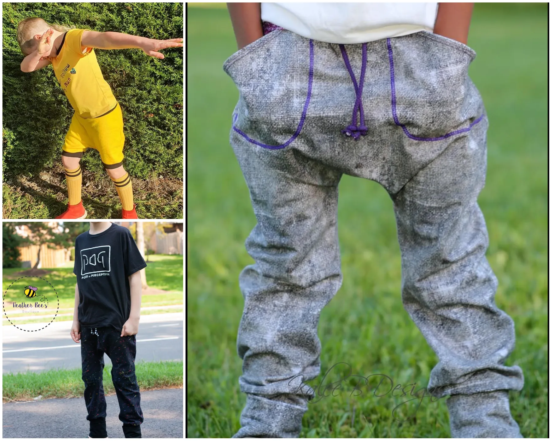 Big Kids Bunny Bottoms- Grow with Me Drop Crotch joggers- PDF Apple Tree Sewing Pattern