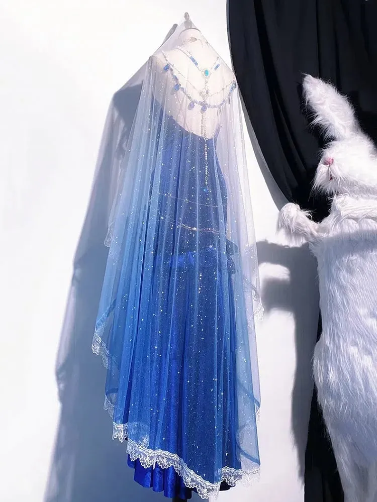 Blue / Red / Black Shimmering Veil