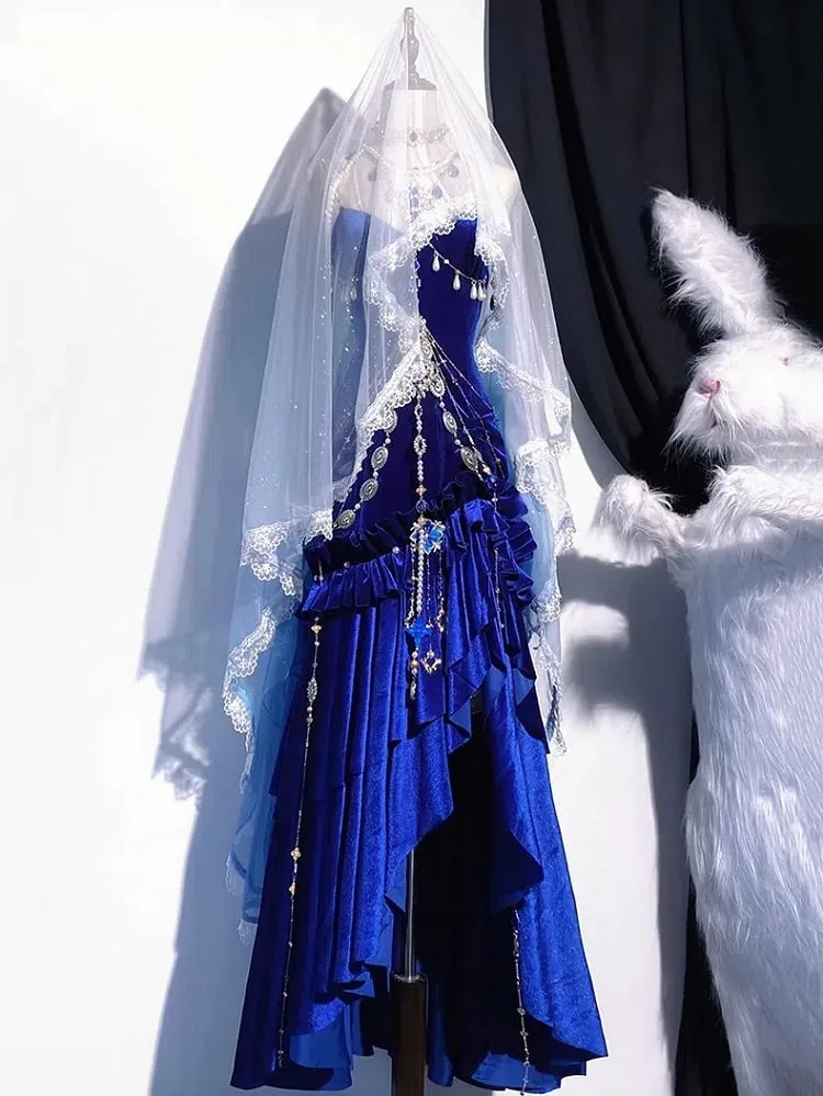 Blue / Red / Black Shimmering Veil