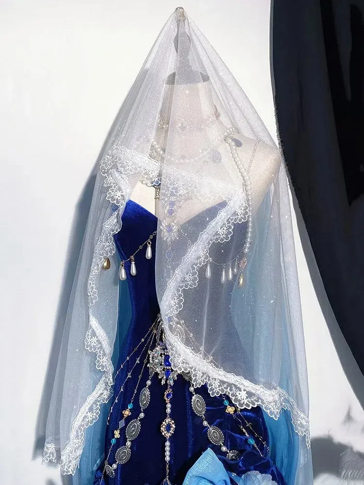 Blue / Red / Black Shimmering Veil