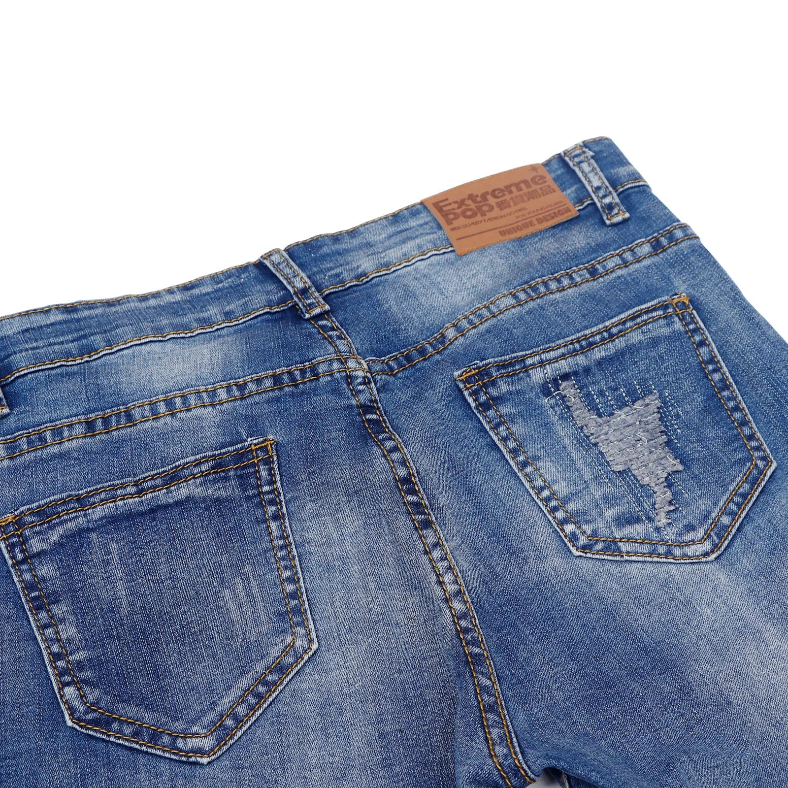 Blue Ripped Stretch Skinny Jeans size S M L XL