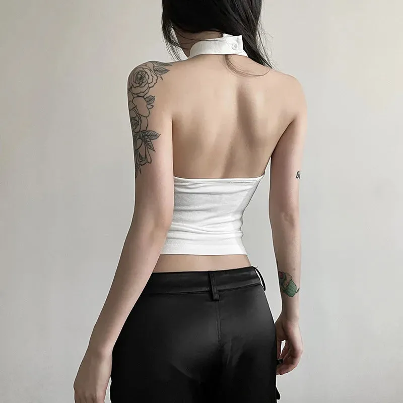 Casual Cowl Neck Halter Top
