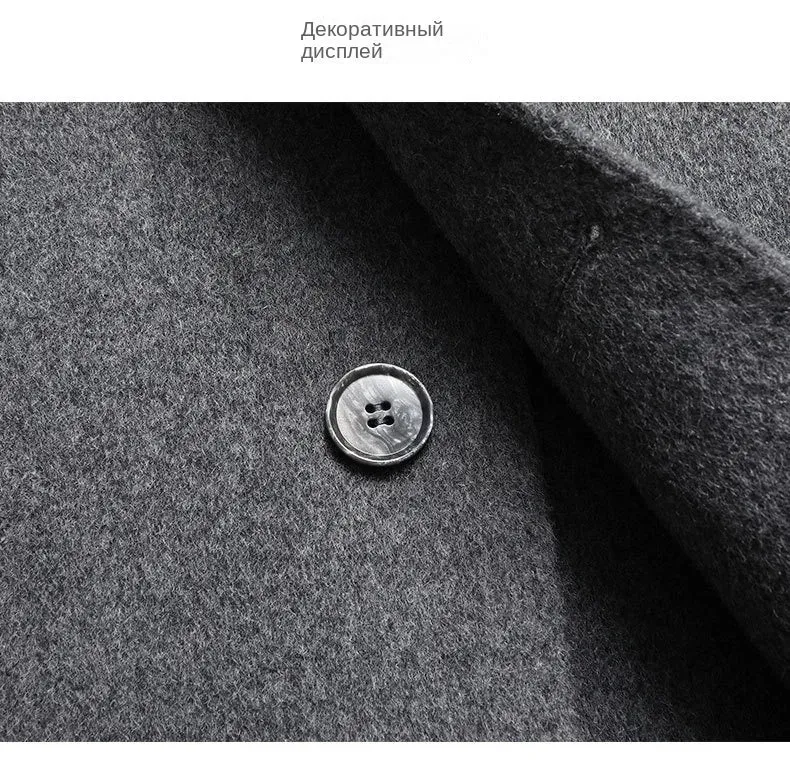 Doppelseitiger Wollmantel aus 100 % Wolle, mittlere und lange Winterwolljacke für Herren mittleren Alters und junger Trenchcoat aus Wolle