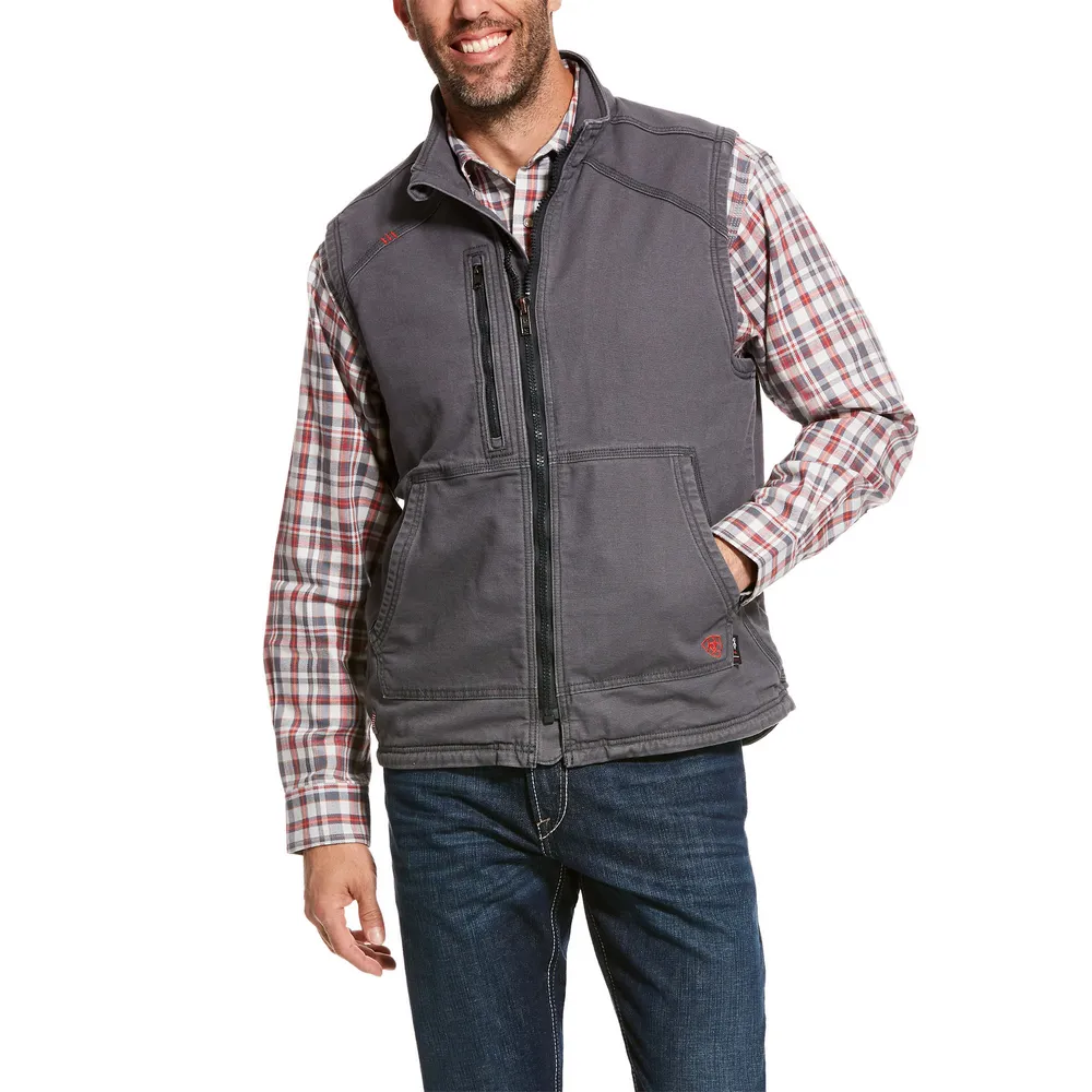 FR DURALIGHT CANVAS STRETCH INSULATED VEST - 020-Gray | Ariat 10027868