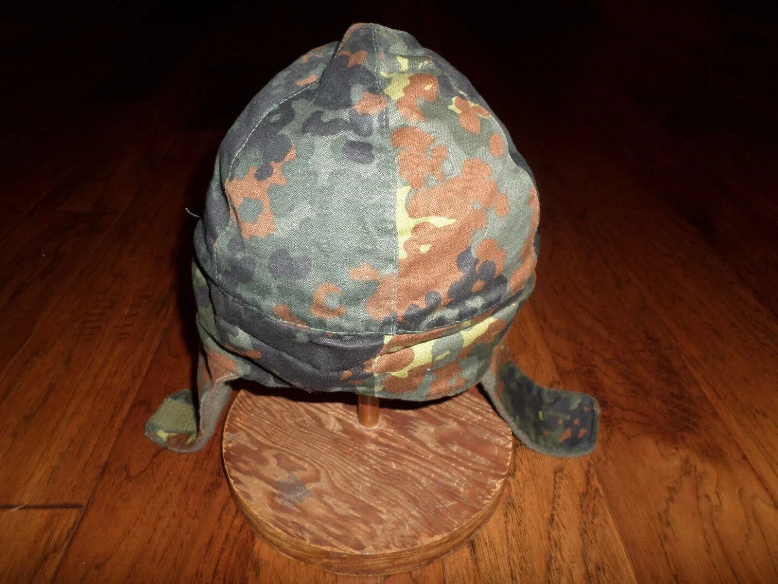 GERMAN MILITARY FLECTARN CAMO WINTER CAP WITH EAR FLAPS COLD WEATHER HAT 58