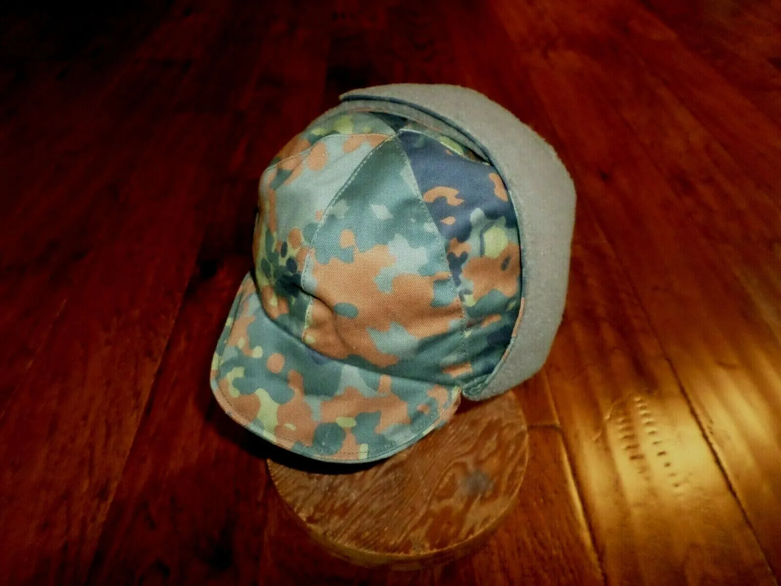GERMAN MILITARY FLECTARN CAMO WINTER CAP WITH EAR FLAPS COLD WEATHER HAT 58