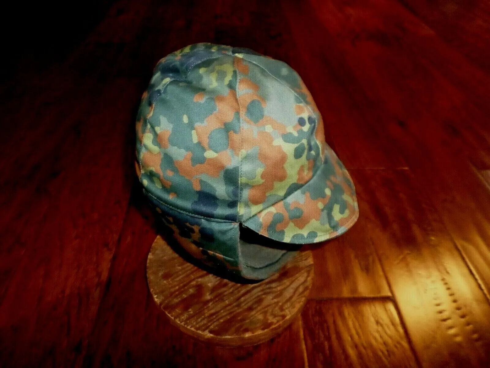GERMAN MILITARY FLECTARN CAMO WINTER CAP WITH EAR FLAPS COLD WEATHER HAT 58