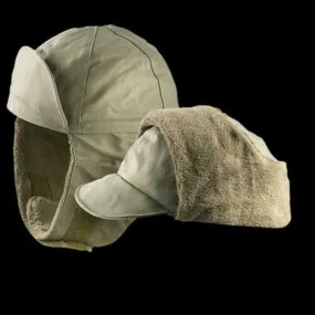 GERMAN MILITARY ISSUE ARMY WINTER PILE CAP/HAT EAR FLAPS OD GREEN SZ 58 NEW