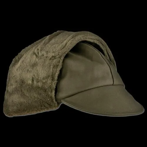 GERMAN MILITARY ISSUE ARMY WINTER PILE CAP/HAT EAR FLAPS OD GREEN SZ 58 NEW