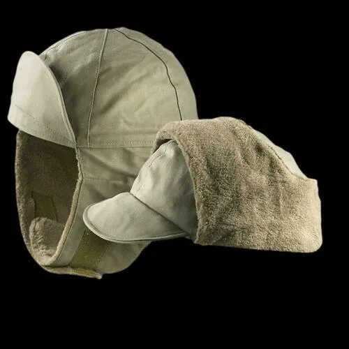 GERMAN MILITARY ISSUE ARMY WINTER PILE CAP/HAT EAR FLAPS OD GREEN SZ 58 NEW