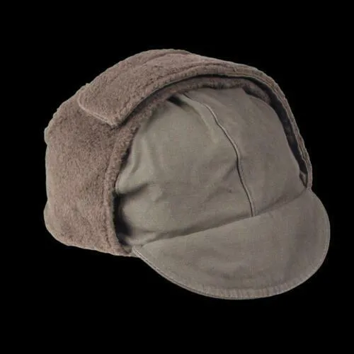 GERMAN MILITARY ISSUE ARMY WINTER PILE CAP/HAT EAR FLAPS OD GREEN SZ 58 NEW