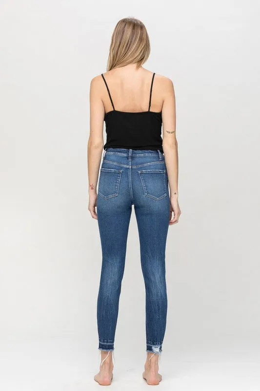 High Rise Released Distressed hem Crop Skinny