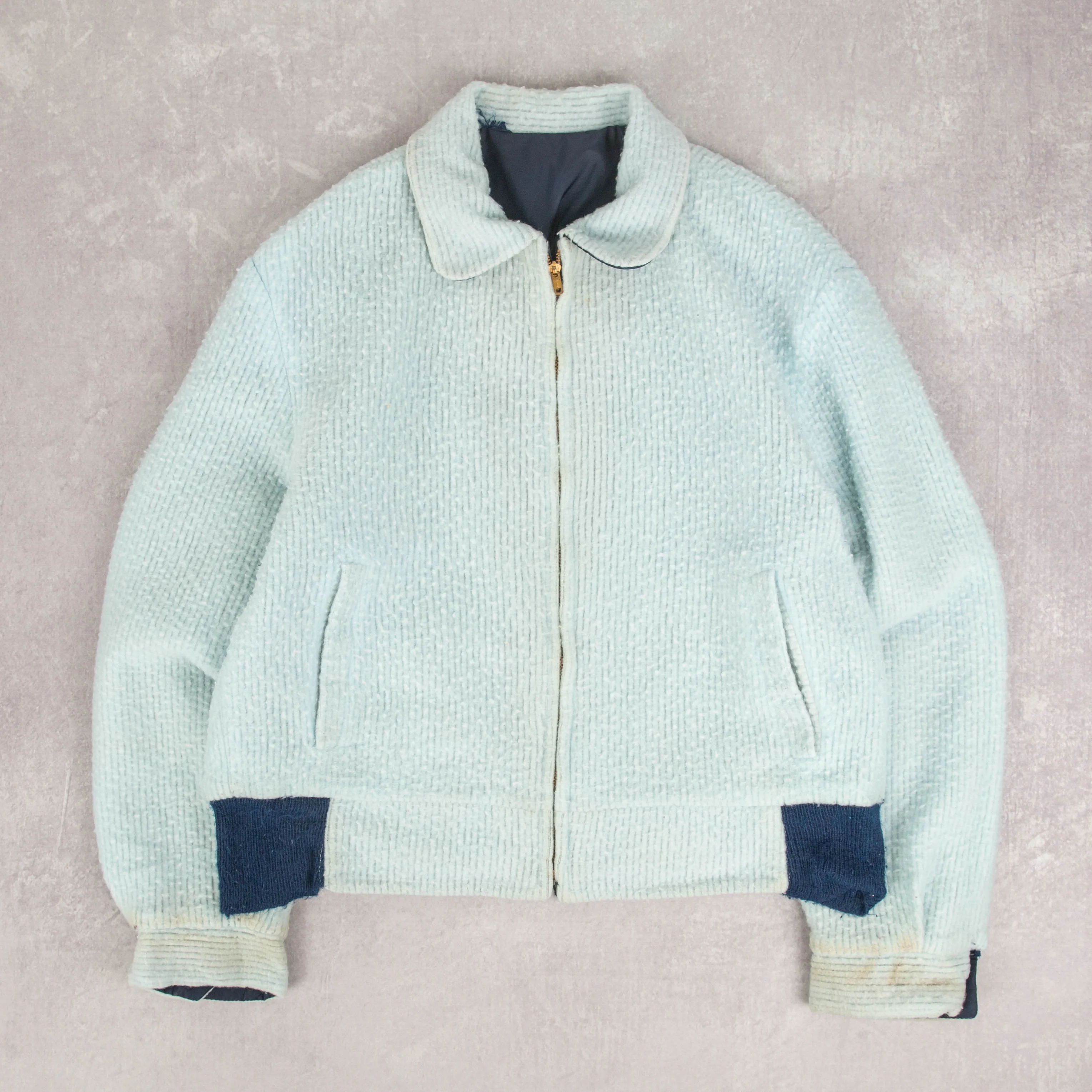 MEN'S VINTAGE 1970S TEXTURED BOMBER JACKET - MEDIUM