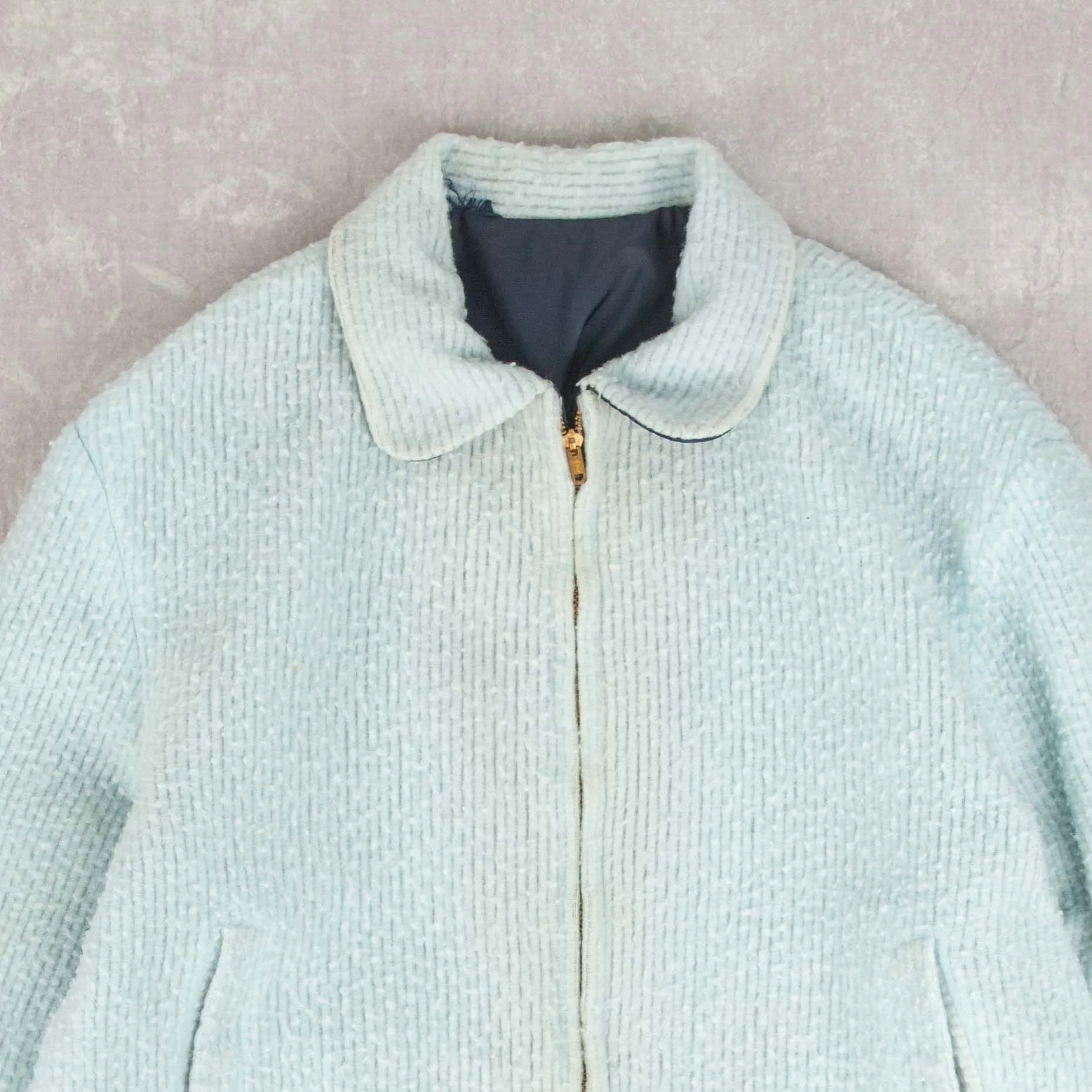 MEN'S VINTAGE 1970S TEXTURED BOMBER JACKET - MEDIUM