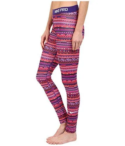 Nike Pro Printed Pull On Athletic Leggings Pink S