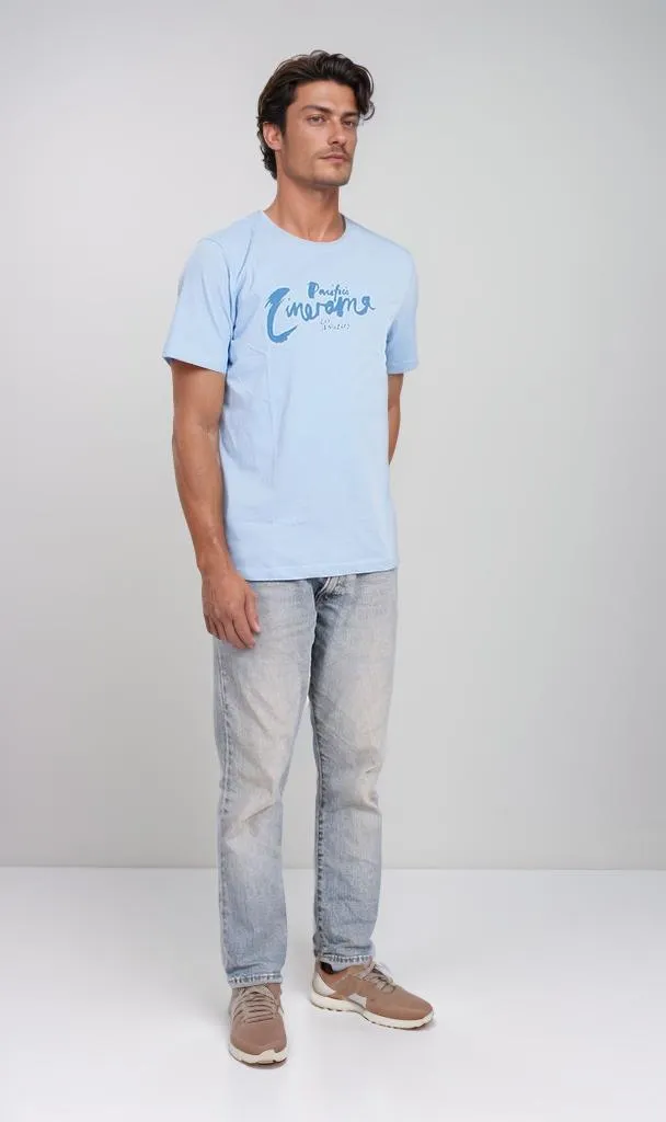 O203115 - Graphic Cotton T-Shirt  Light Blue