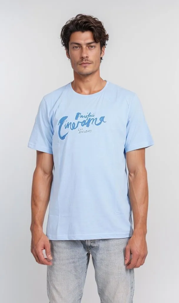 O203115 - Graphic Cotton T-Shirt  Light Blue