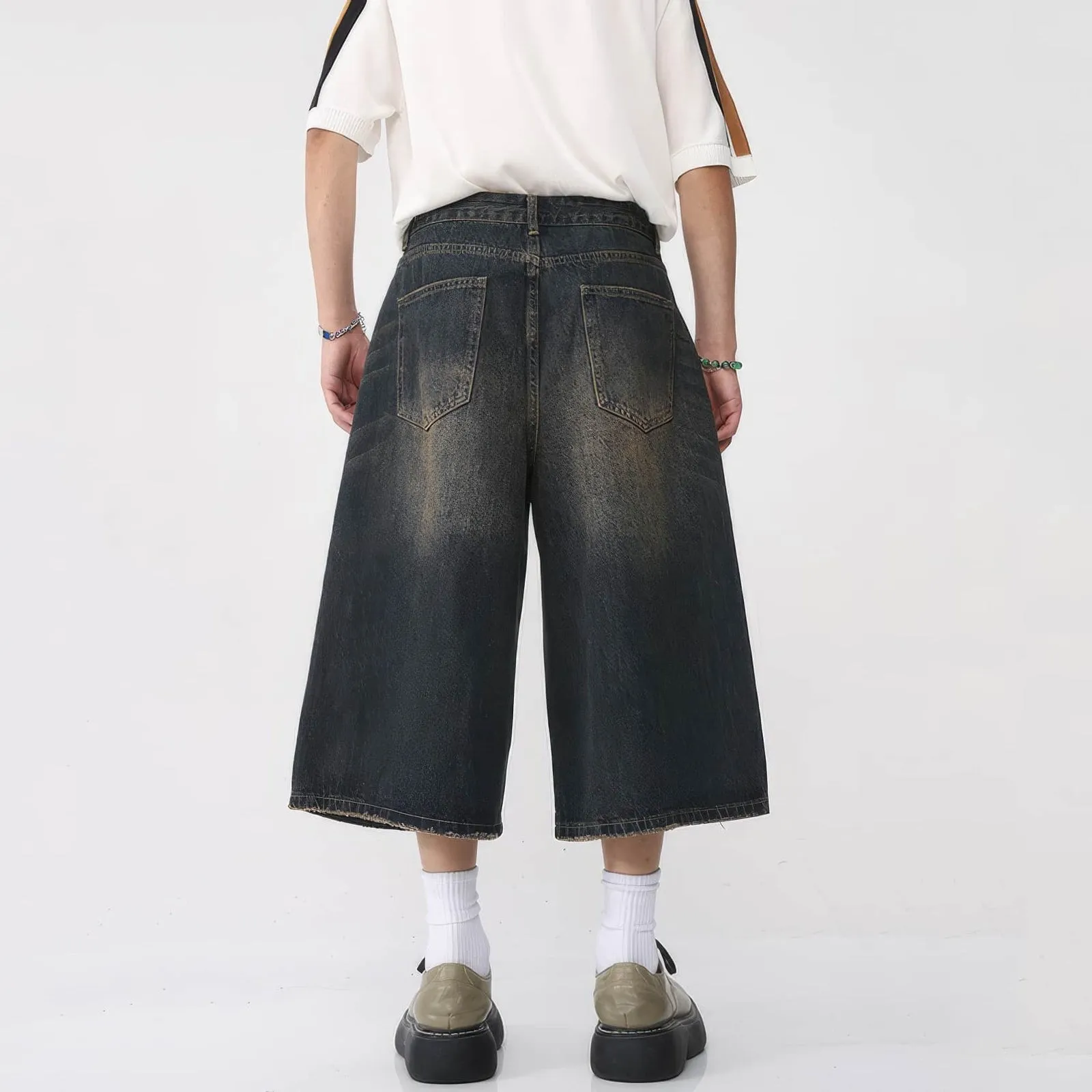 Retro Distressed Hip-Hop Denim Baggy Shorts
