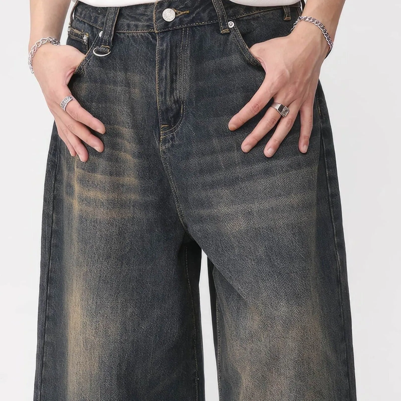 Retro Distressed Hip-Hop Denim Baggy Shorts