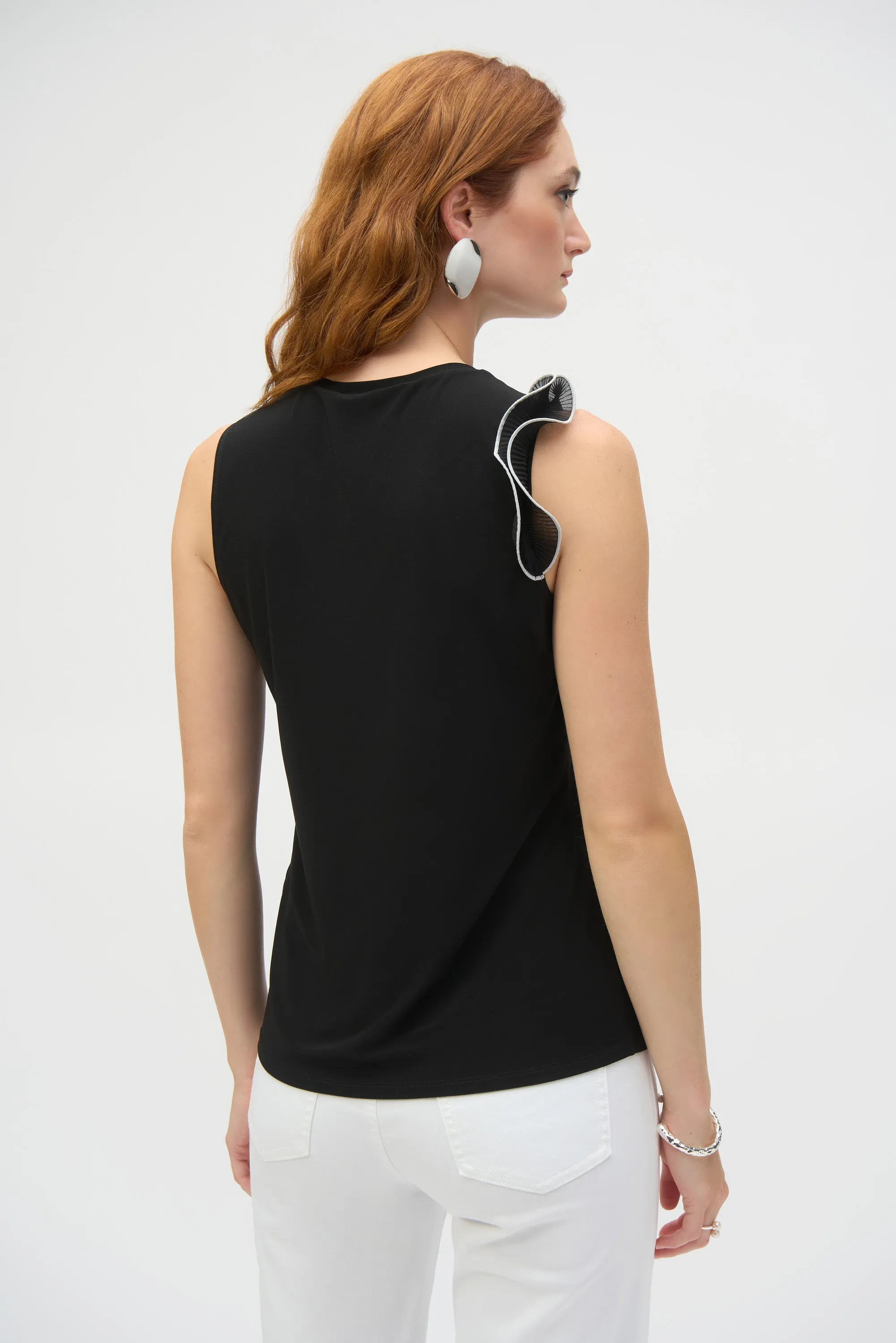 Silky Knit and Chiffon Fitted Top