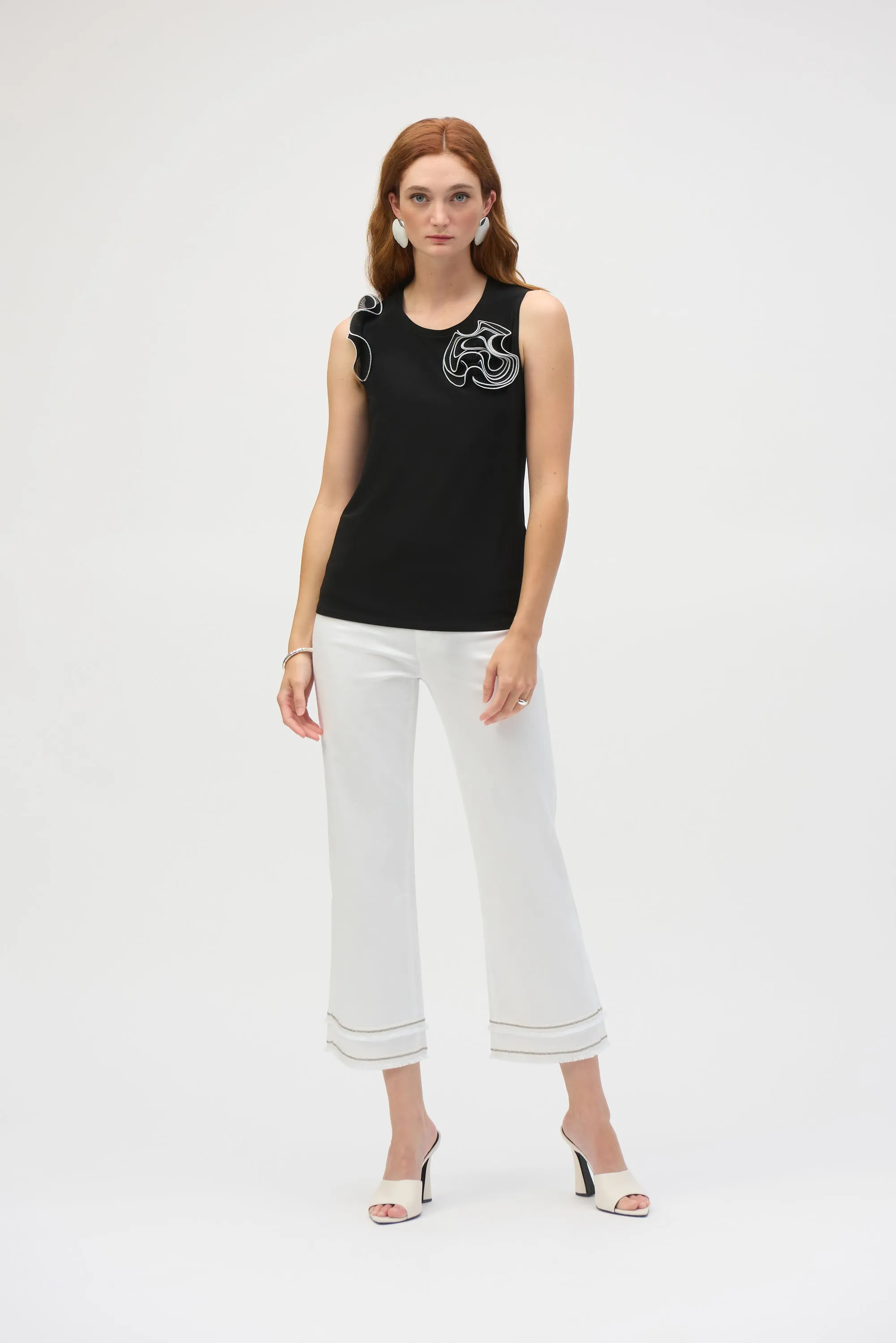 Silky Knit and Chiffon Fitted Top