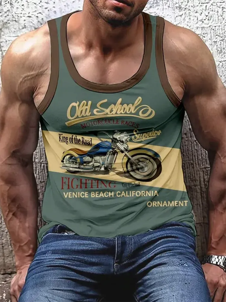 Street Fashion Personality Wolf Print Men's Tank Top Summer Daily Casual Men's Cool Tank Top Outdoor Sports Men's Tank Top