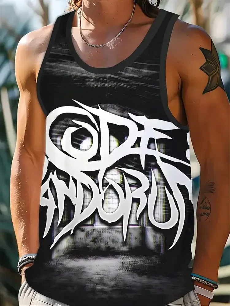 Street Fashion Personality Wolf Print Men's Tank Top Summer Daily Casual Men's Cool Tank Top Outdoor Sports Men's Tank Top
