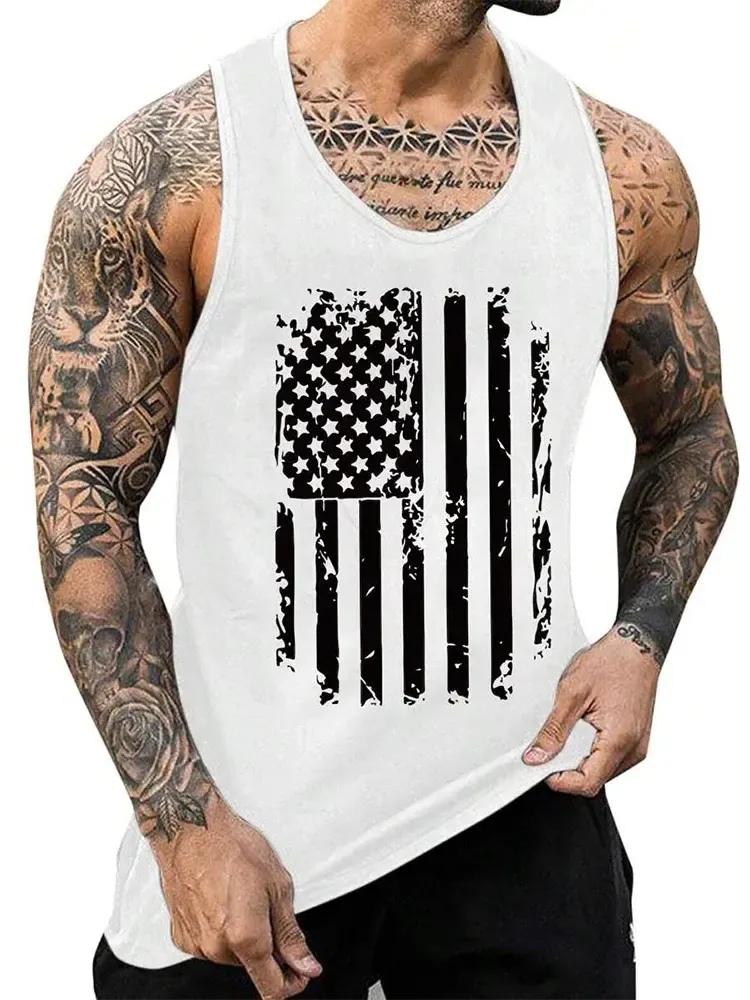Street Fashion Personality Wolf Print Men's Tank Top Summer Daily Casual Men's Cool Tank Top Outdoor Sports Men's Tank Top