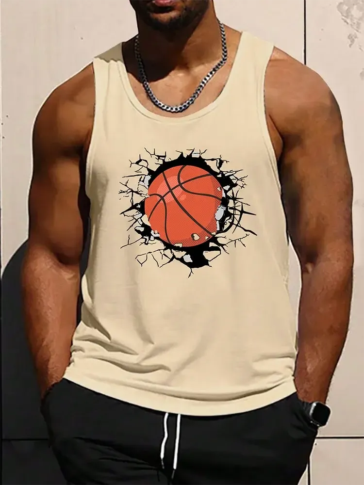 Street Fashion Personality Wolf Print Men's Tank Top Summer Daily Casual Men's Cool Tank Top Outdoor Sports Men's Tank Top