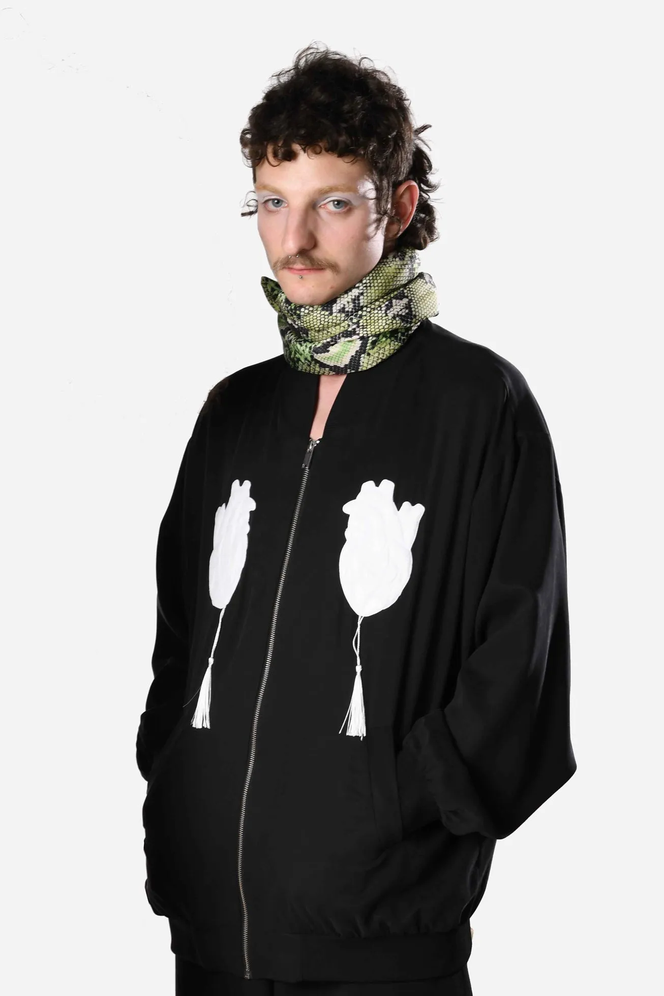 Tencel bomber with hearts